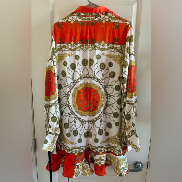 NWT Pretty Little Things Women’s Orange Long Sleeve Button Up Dress US Size 12 - Picture 2 of 9